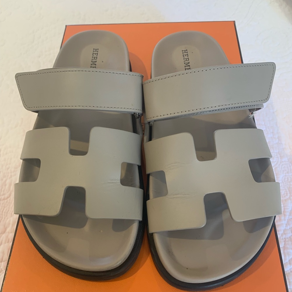 Authentic Hermes beige mastic sandals size 36